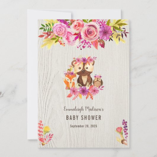 Autumn Forest Animal Baby Shower Game Kaart (Achterkant)