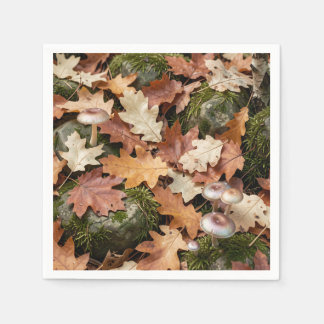 Autumn Forest Floor Mushrooms Moss Fallen Leaves Servet