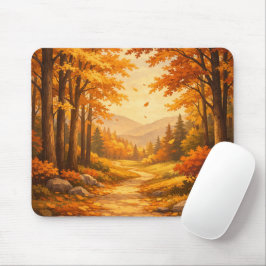 Autumn Forest Illustration Mouse Pad Muismat