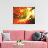 Autumn Forest Pathway Reds & Gold van Waterverf Canvas Afdruk (Insitu (Woonkamer))