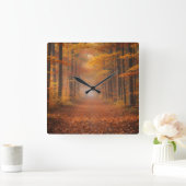 Autumn Forest Wall Clock – Cozy Nature Design Vierkante Klok (Huis)