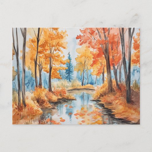 Autumn Forest Waterverf Art Briefkaart (Voorkant)