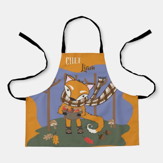 Autumn fox chef kid All Over Imprimer Tablier (Recto)