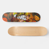 Autumn Fox Dark Grey Leaves Illustration Skateboard (Horizontaal)