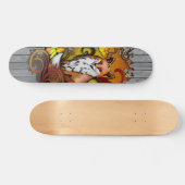 Autumn Fox Grey Wood Slats Illustration Skateboard (Horizontaal)