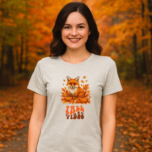 Autumn fox illustratie & Herfst Vibes script Tri-Blend Shirt