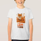 Autumn fox illustratie & Herfst Vibes script Tri-Blend Shirt (Voorkant)