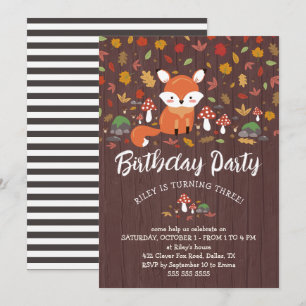 Autumn Fox Kinder Woodland Birthday Party Kaart