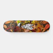 Autumn Fox Leaves and Berries Illustration Skateboard (Horizontaal)