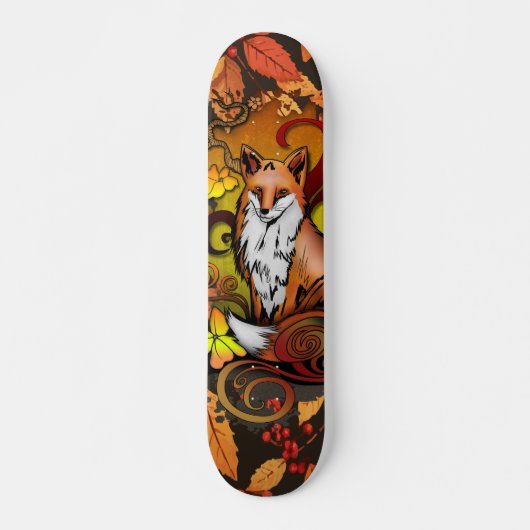 Autumn Fox Leaves and Berries Illustration Skateboard (Voorkant)