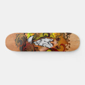 Autumn Fox Light Ash Wood Nature Illustration Skateboard (Horizontaal)