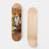 Autumn Fox Light Ash Wood Nature Illustration Skateboard (Voorkant)