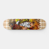 Autumn Fox Plaid Nature Illustration Skateboard (Horizontaal)