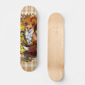 Autumn Fox Plaid Nature Illustration Skateboard (Voorkant)