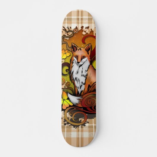 Autumn Fox Plaid Nature Illustration Skateboard (Voorkant)