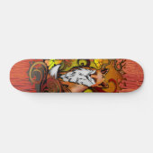 Autumn Fox Red Wood Grain Illustration Skateboard (Horizontaal)