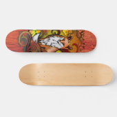 Autumn Fox Red Wood Grain Illustration Skateboard (Horizontaal)