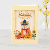 Autumn Fox Thanksgiving Wenskaart Kaart (Gele Bloem)