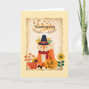 Autumn Fox Thanksgiving Wenskaart Kaart