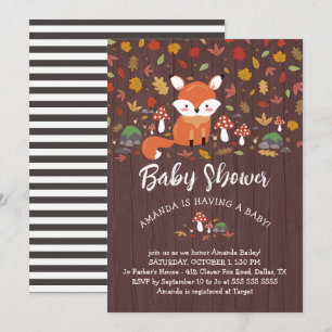 Autumn Fox Woodland Baby shower Kaart