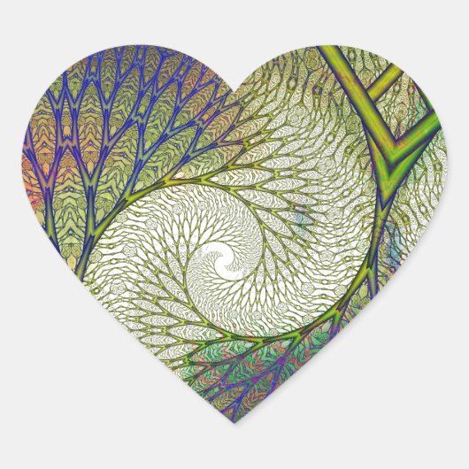Autumn Fractal Tree Hart Sticker (Voorkant)