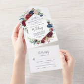 Autumn Garden | Bourgogne bruiloft All In One Uitnodiging (Afscheurbaar)