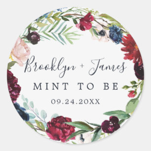 Autumn Garden   Burgundy Munt to be Favor Sticker