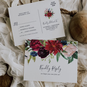 Autumn Garden Burgundy Song Request RSVP Briefkaar Uitnodiging Briefkaart