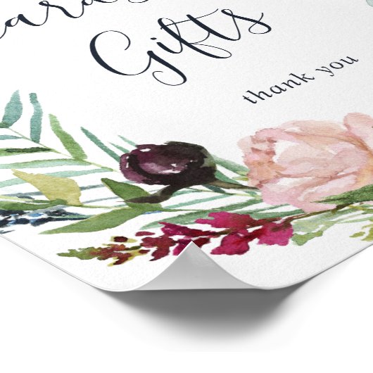 Autumn Garden Burgundy Wreath Kaarten and Gifts Si Poster (Hoek)