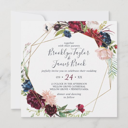 Autumn Garden | Geometrische bruiloft op het Burgu Kaart (Voorkant)