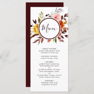 Autumn Garden Marsala Waterverf Wedding Menu