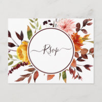 Autumn Garden Marsala Waterverf Wedding RSVP