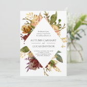 Autumn Garden Rustic Floral Diamond Wedding Kaart (Staand voorkant)