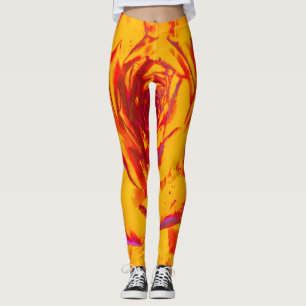 Autumn Geel, Oranje en rood Sedum Rosette Leggings
