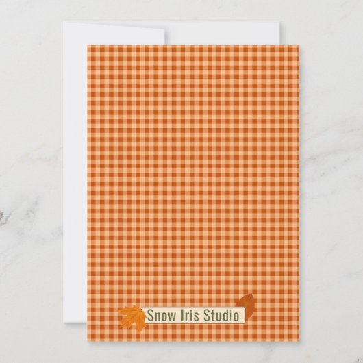 Autumn Gingham Thanksgiving Dinner Invitation Kaart (Achterkant)