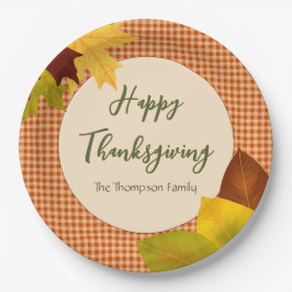Autumn Gingham Thanksgiving Papieren Borden Bordje