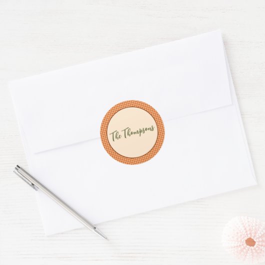 Autumn Gingham Thanksgiving Ronde Sticker (Envelop)