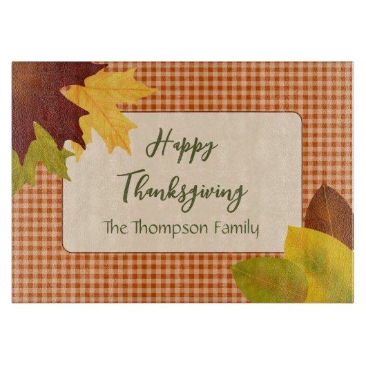 Autumn Gingham Thanksgiving snijplank (Voorkant)