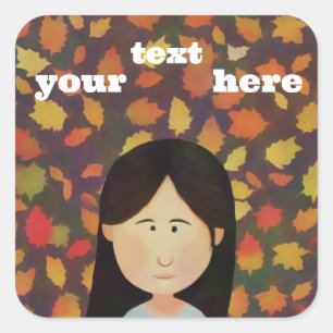 Autumn Girl Vierkante Sticker