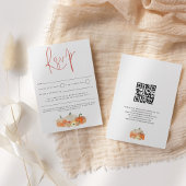 Autumn Glittery Pumpkins Florals Script QR Code RSVP Kaartje
