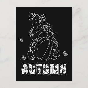 Autumn Gnome Black Background Colour Activity Briefkaart