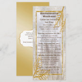 Autumn Gold Chestnut Leaves Bachelorette Weekend Menu (Voorkant / Achterkant)