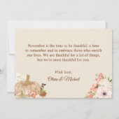 Autumn Gold Glitters Pumpkin Floral Bedankkaart (Achterkant)