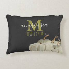 Autumn Gold White Pumpkins Black Beauty Salon Mono Accent Kussen