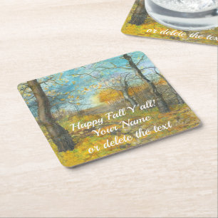 Autumn golden in een waterverf voor het schilderen vierkante kartonnen onderzetter