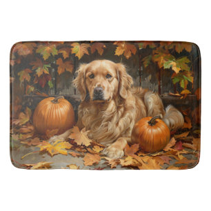 Autumn Golden Retriever Herfst pompoenen Badmat