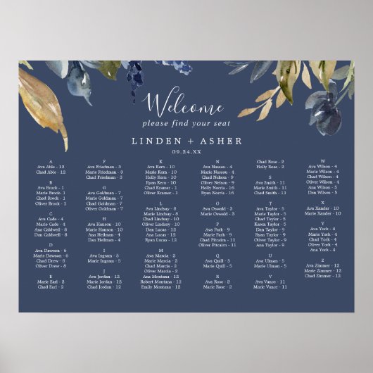 Autumn Greenery | Alfabetische zeegarakter Poster (Voorkant)