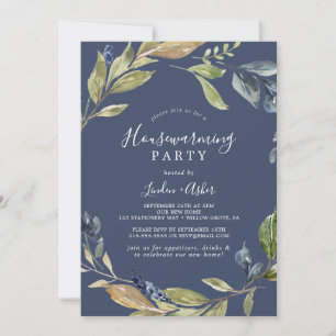 Autumn Greenery   Navy Housewarming Party Kaart