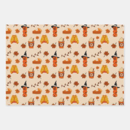 Autumn & Halloween Cozy Pattern Inpakpapier Vel