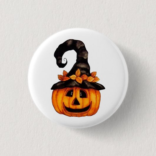 Autumn Halloween Jack-o-Lantern Button Pumpkin (Voorkant)